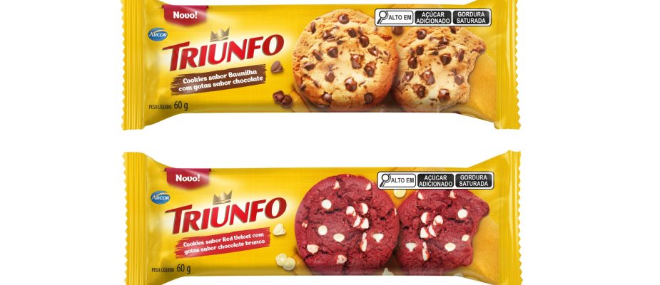 Imagem destaque: Triunfo lança linha de cookies com dois sabores: Baunilha e Red Velvet