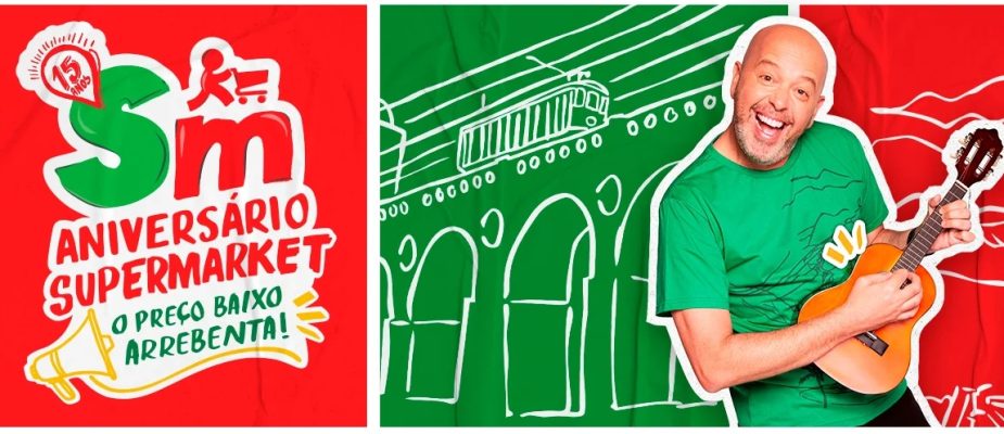 Imagem destaque: Em campanha de aniversário, Supermarket une elementos visuais do varejo com tecnologia