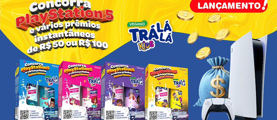 Imagem destaque: Trá Lá Lá Kids sorteia prêmios instantâneos e 10 PlayStations 5