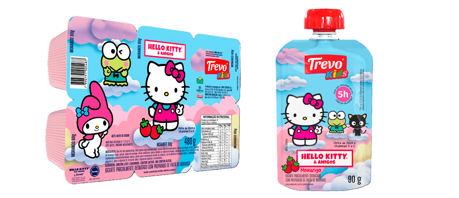 Imagem destaque: Trevo Kids lança produtos lácteos Hello Kitty e Amigos