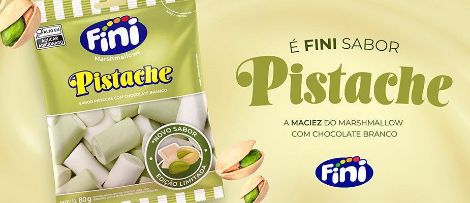 Imagem destaque: Fini lança marshmallow sabor pistache com chocolate branco