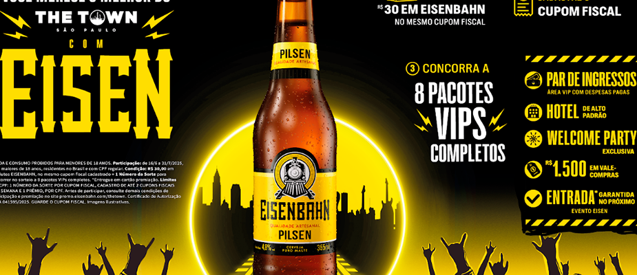 Imagem destaque: Em campanha promocional, Eisenbahn sorteia ingressos para o The Town 2025