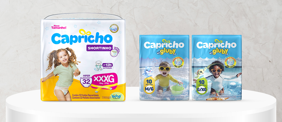 Imagem destaque: Drylock Brasil amplia linha Capricho com novo tamanho XXXG e fralda para água