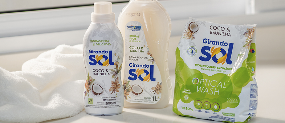 Imagem destaque: Girando Sol anuncia novo Lava Roupas em Pó Coco & Baunilha