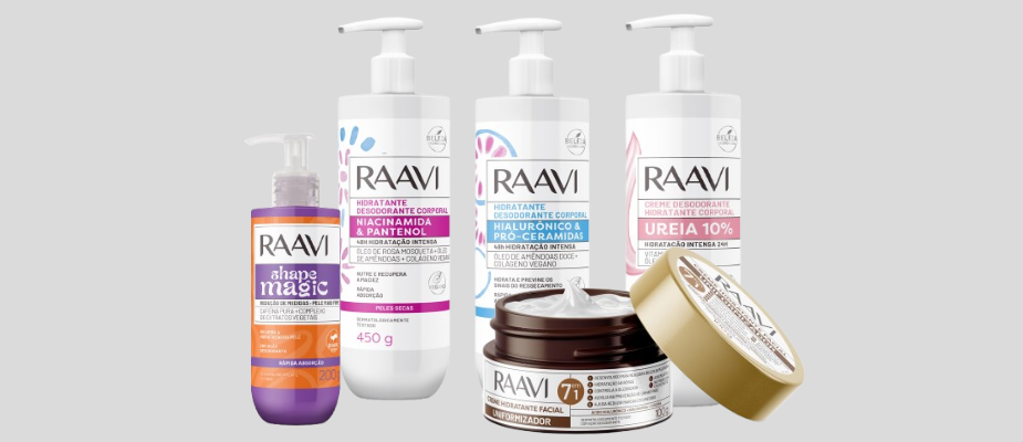 Imagem destaque: Raavi anuncia linha de cremes hidratantes