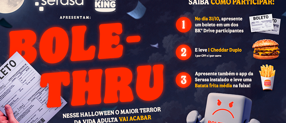 Imagem destaque: Burger King e Serasa realizam ação de Halloween para consumidores com boletos