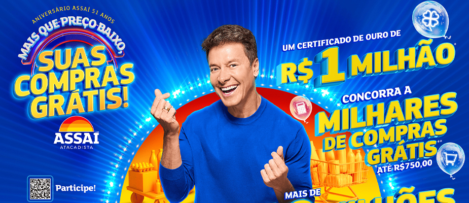 Imagem destaque: Assaí inicia campanha de aniversário com prêmio final de R$ 1 milhão