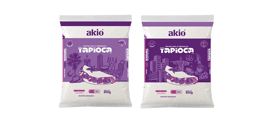 Imagem destaque: Akio homenageia estados do Centro-Oeste e do Sudeste em embalagens de tapioca