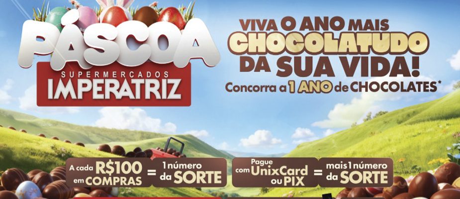 Imagem destaque: Campanha de Páscoa do Supermercados Imperatriz sorteia um ano de chocolates