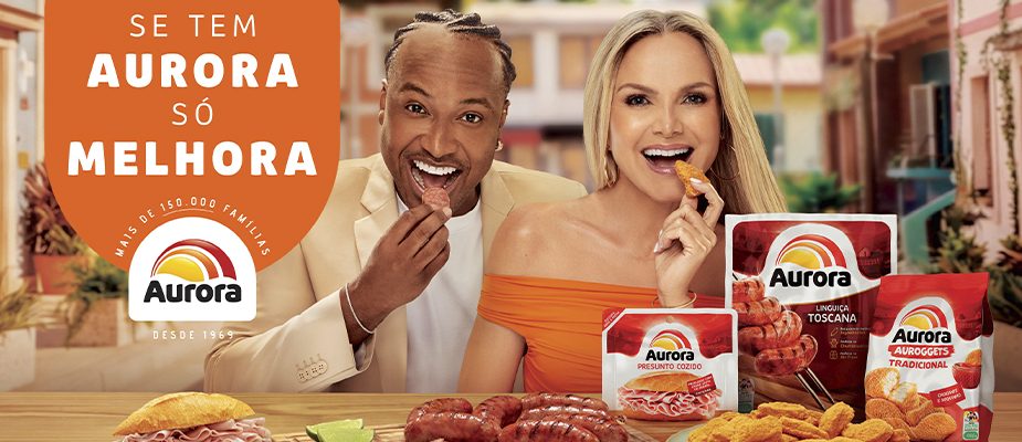 Imagem destaque: Aurora Coop renova posicionamento de marca com Eliana e Thiaguinho