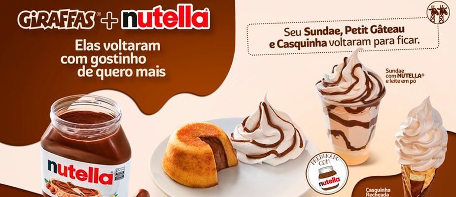 Imagem destaque: Giraffas torna sobremesas com Nutella itens fixos no cardápio