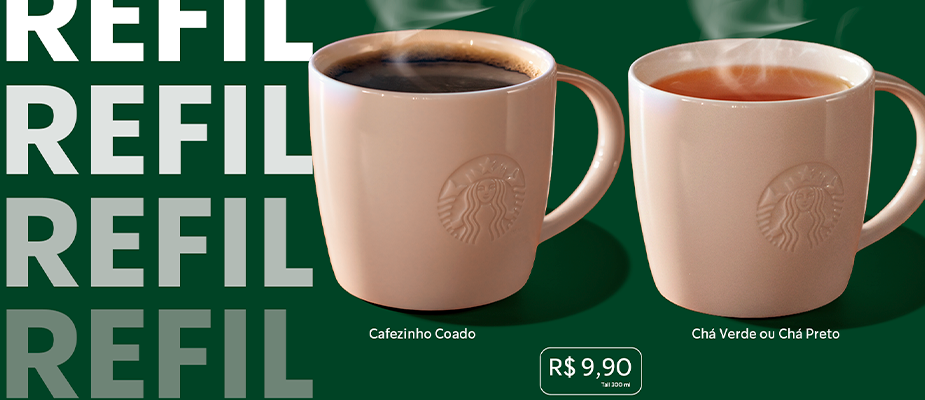 Imagem destaque: Starbucks lança café coado com refil e reforça estratégia de permanência nas lojas