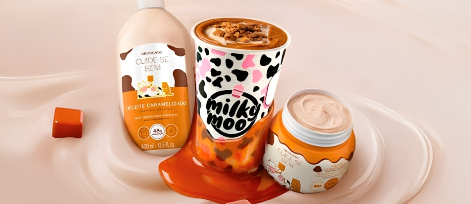 Imagem destaque: Milky Moo faz collab com O Boticário e transforma fragrância em sobremesa