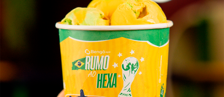 Imagem destaque: Bengô Açaí aposta em sorvete temático para Copa do Mundo