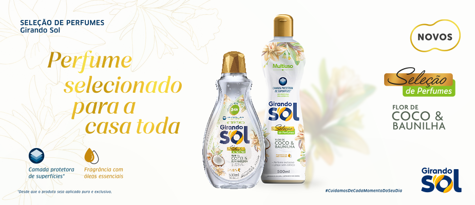 Imagem destaque: Girando Sol amplia a fragrância Flor de Coco & Baunilha para Limpador Perfumado e Multiuso