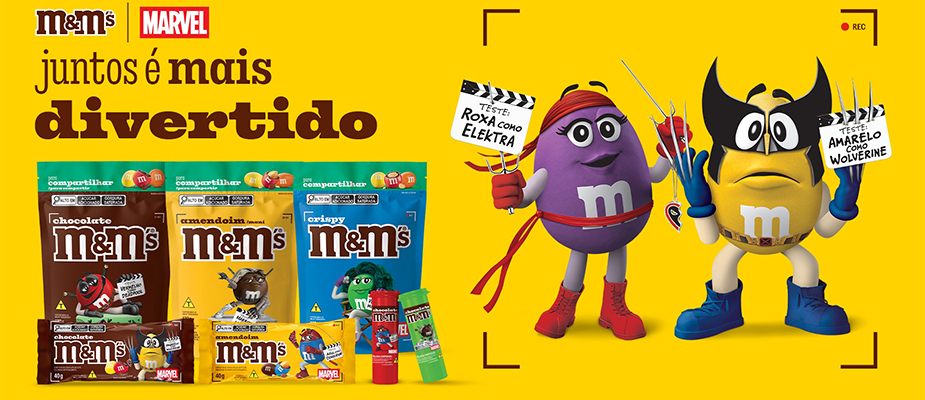 Imagem destaque: M&M’S e Marvel apostam em embalagens colecionáveis