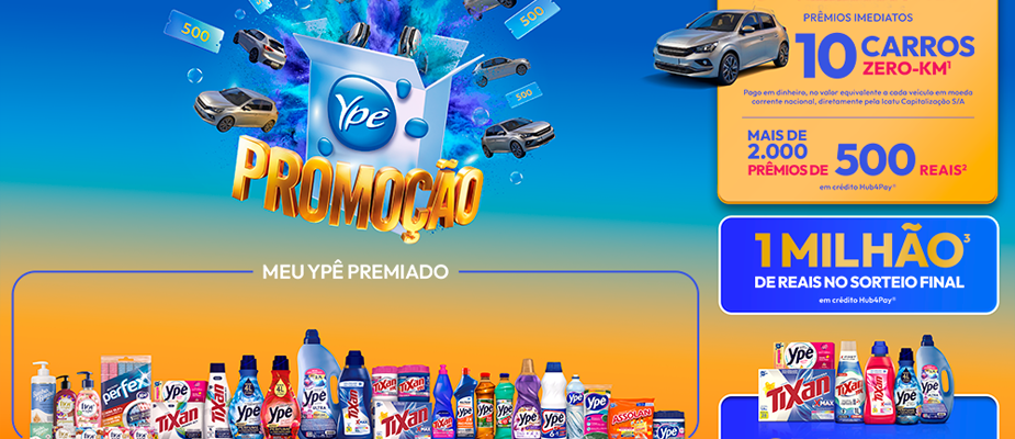 Imagem destaque: Ypê lança promoção com carros zero km e prêmio final de R$ 1 milhão
