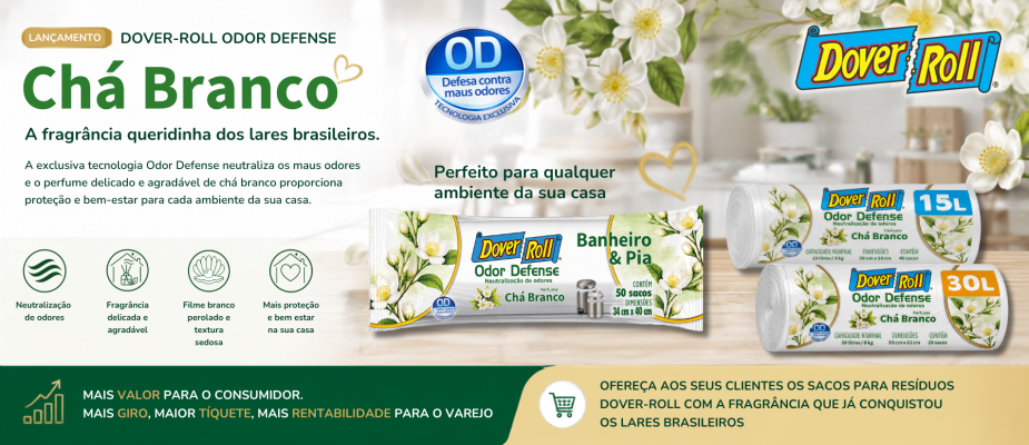 Imagem destaque: Dover-Roll Odor Defense Chá Branco: a fragrância queridinha dos lares agora em uma linha completa