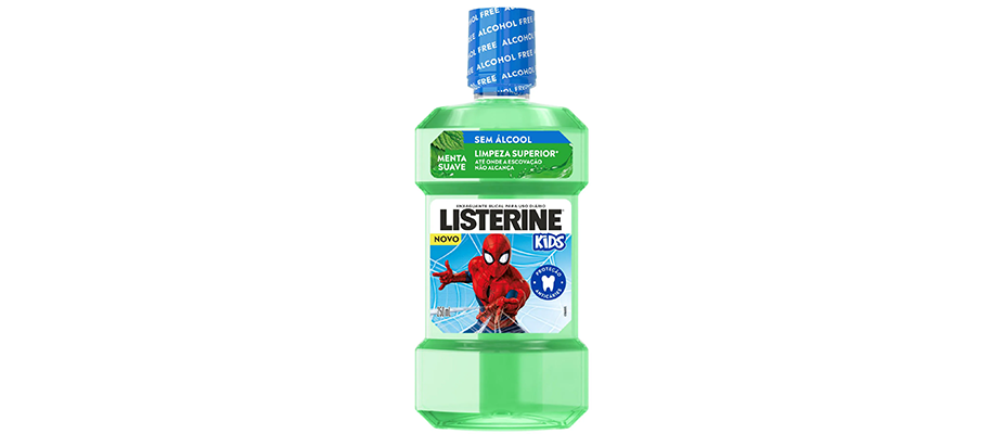 Imagem destaque: Listerine lança enxaguantes com personagens de Frozen e Homem-Aranha