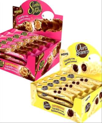 Imagem: Sonho de Valsa e Ouro Branco em sticks de wafer