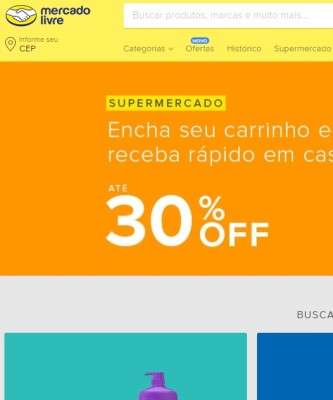 Imagem: Mercado Livre Comercializa Itens de Supermercado