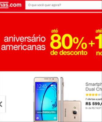 Imagem: Americanas.com Está com Descontos de Até 80%