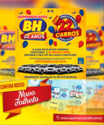 Imagem: Supermercados BH Vai Sortear 22 Carros