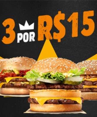Imagem: Burger King Tem 3 Lanches Por R$ 15