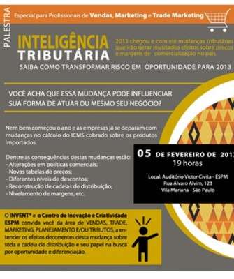 Imagem: Palestra: Inteligência Tributária para Vendas, Trade e Marketing