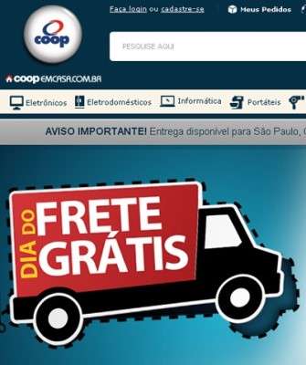 Imagem: e-Commerce da Coop Participa do Dia do Frete Grátis