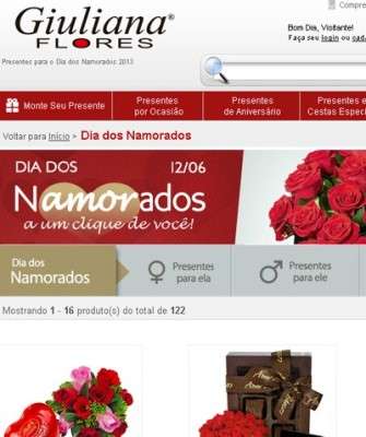 Imagem: Promoção de Dia dos Namorados na Giuliana Flores