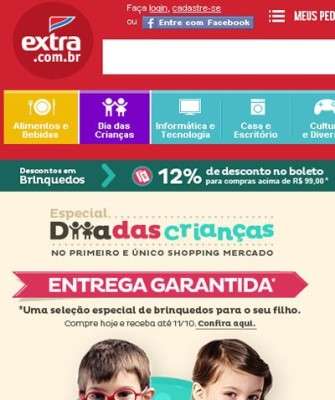 Imagem: Extra.com Faz Campanha Para Dia das Crianças
