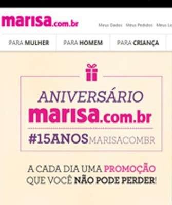 Imagem: Loja Online da Marisa Completa 15 anos