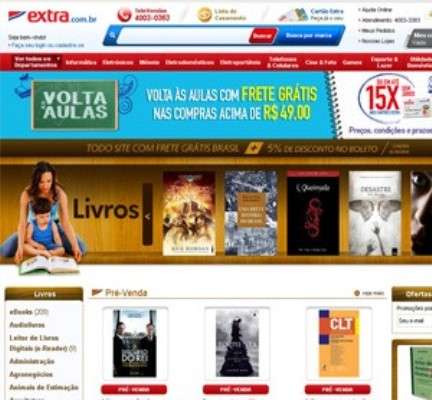 Imagem: Extra.com.br Destaca Venda de Livros